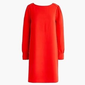 New J.Crew Petite Long-Sleeve Shift Dress in Everyday Crepe Size 12P